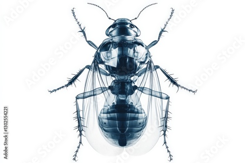 Detailed X-ray Image of Insect with Visible Internal Structures and Intricate Features
