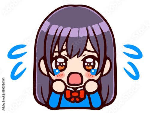 落書き風のかわいい女子高生ちびキャラのアイコンイラスト素材4