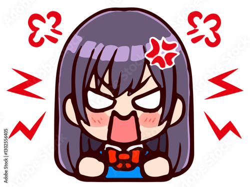 落書き風のかわいい女子高生ちびキャラのアイコンイラスト素材3