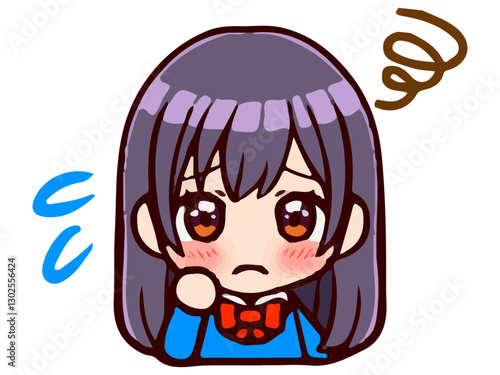 落書き風のかわいい女子高生ちびキャラのアイコンイラスト素材5