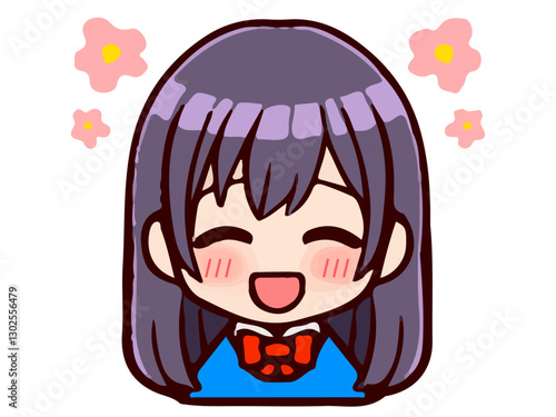 落書き風のかわいい女子高生ちびキャラのアイコンイラスト素材2