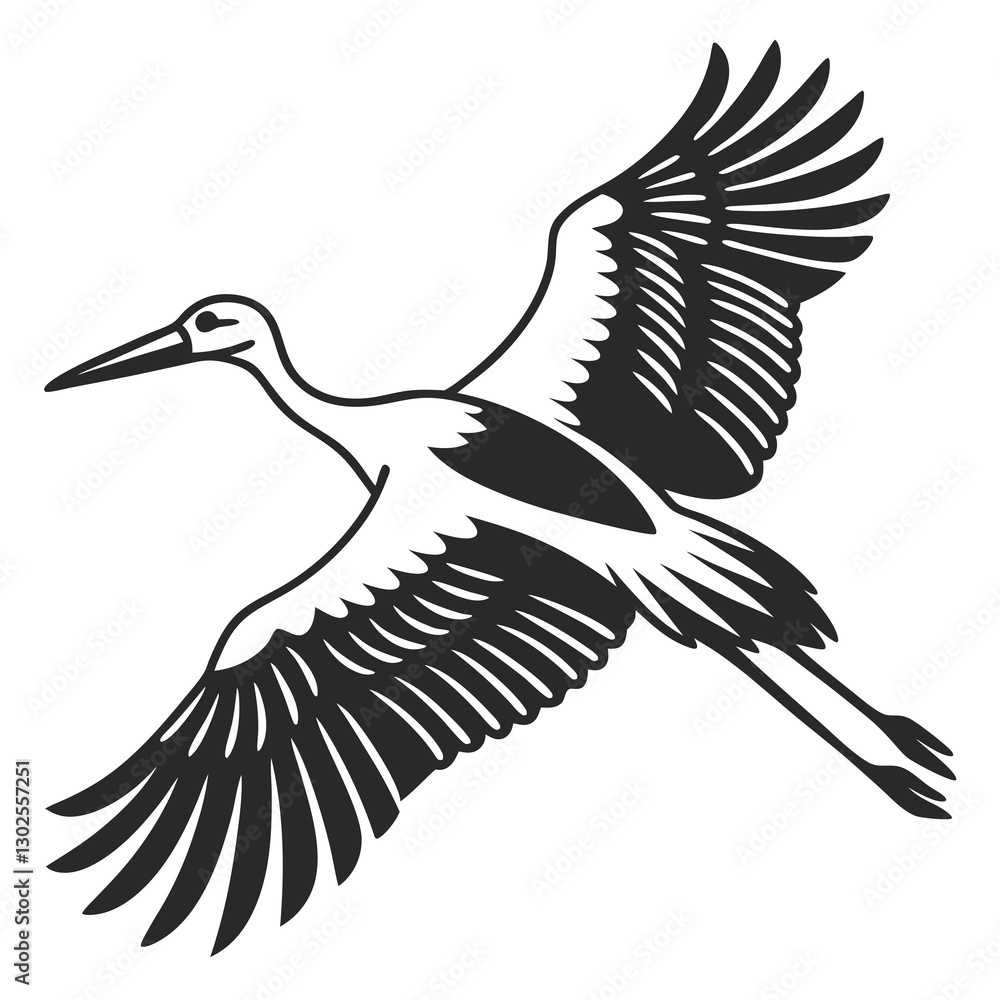 Fototapeta premium STORK Silhouette vector illustration
