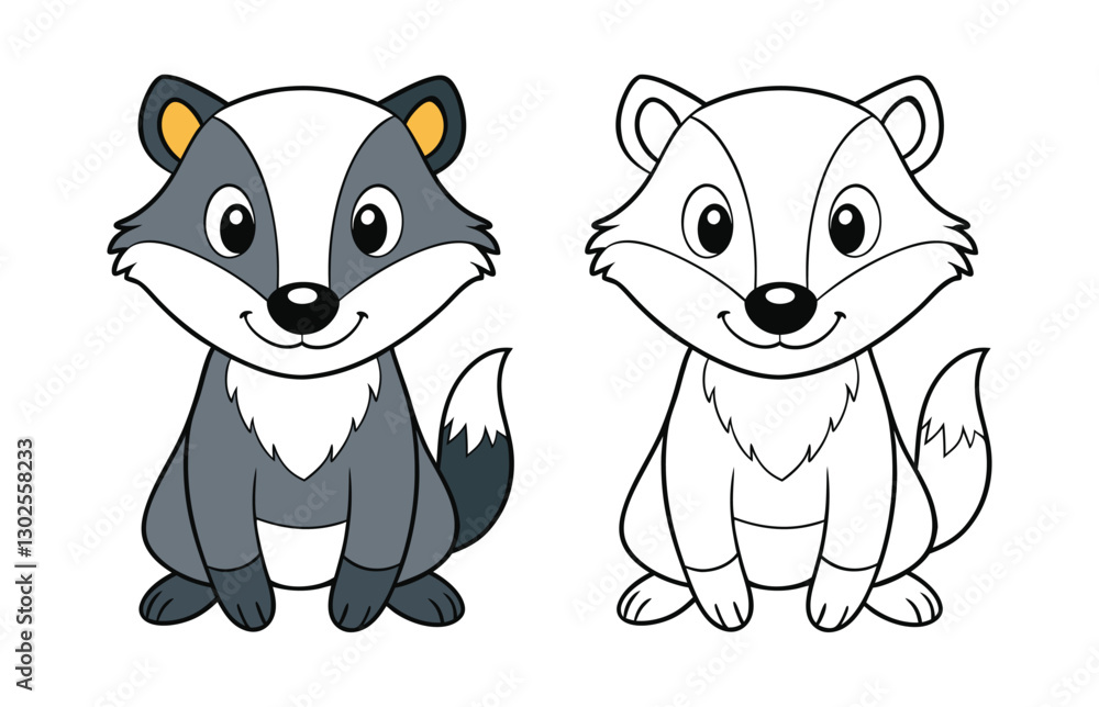 Obraz premium Adorable Badger Coloring Illustration Design