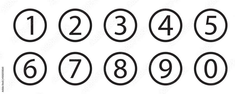 Bullet Points icon set in line style, Simple round numbers in flat style, Set of 1-10 numbers simple black symbol sign for apps, UI, and website, icon vector. Bullet Points icon set in line style, Simple round numbers in flat style, Set of 1-10 numbers simple black symbol sign for apps, UI, and website, icon vector.