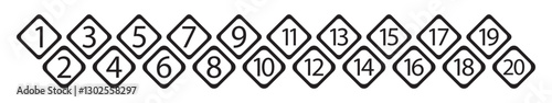 Bullet Points icon set in line style, Set of 1-20 numbers simple black symbol sign for apps, UI, and website, vector illustration.