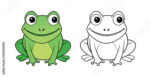  Cute Bullfrog Coloring Illustration Page