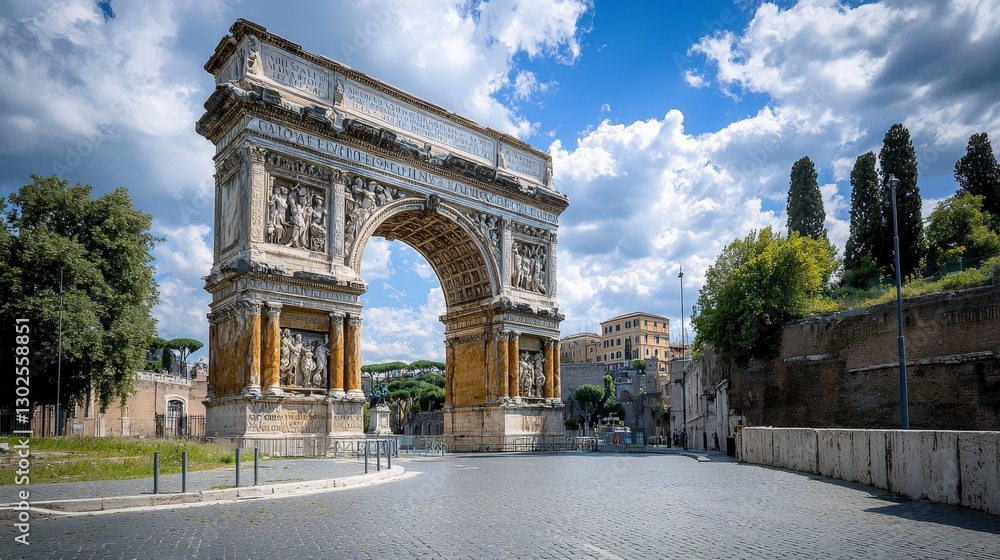 Obraz premium Majestic triumphal arch in rome historical landmark photography urban environment wide-angle view