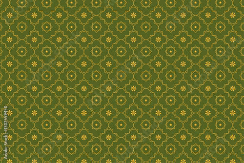 A beautifully intricate pattern featuring Islamic ornamental designs and abstract geometric tile motifs. Perfect for backgrounds, textiles, wallpapers, and decorative elements in digital.
