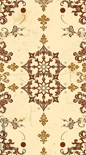 A Stylized Background Texture Featuring Intricate Patterns And Designs, Employing A Vintage Style, Using A Muted Color Palette Of Beige, Brown, And Cream, Creating A Distressed Look .