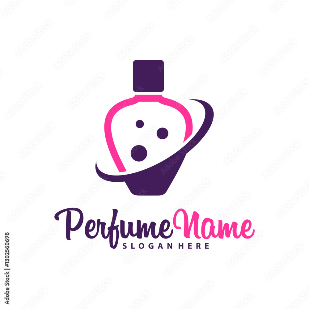 Obraz premium Perfume logo design vector illustration. Perfume logo concept template