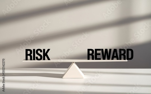 Risk vs. Reward: A visual representation of the critical balance between risk and reward, using a seesaw.