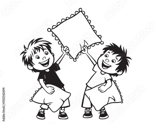 pillow fight vector
