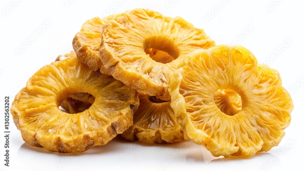 Dried Pineapple Rings, Isolated White Background - Sweet & Tangy Snack Dried Pineapple Rings, Isolated White Background - Sweet & Tangy Snack