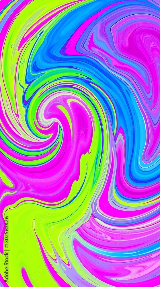 Obraz premium A Vibrant Abstract Background Featuring Swirling Neon Pink, Electric Blue, And Lime Green Hues, With A High-Contrast, Almost Painterly Style, Dynamic Composition And Sharp Focus, Cre.