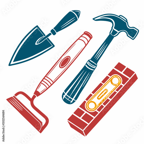 Masonry Tools Silhouette vector illustration