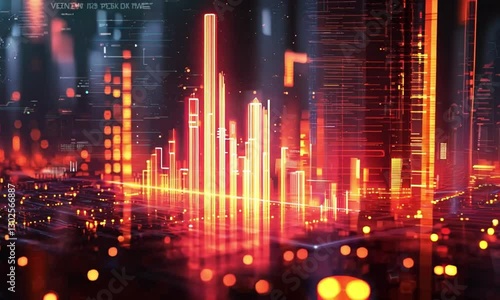 Wallpaper Mural Futuristic City with Digital Data Streams and Illuminated Skyline business concept. Torontodigital.ca
