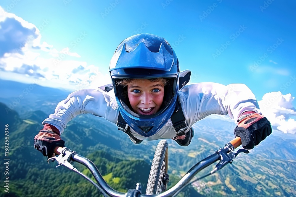 Fototapeta premium Extreme Sports Photography - A photographer capturing high-intensity moments in extreme sports like skydiving or BMX.
