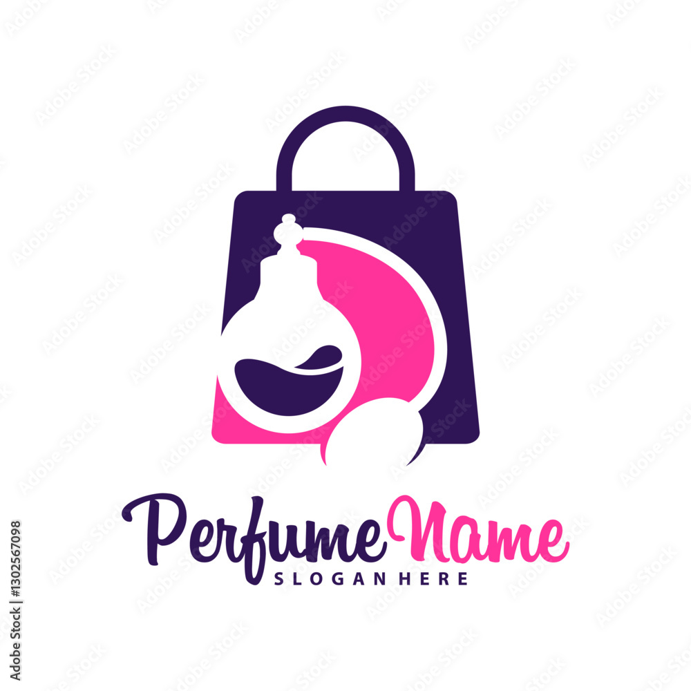 Obraz premium Shop Perfume logo design vector illustration. Perfume logo concept template