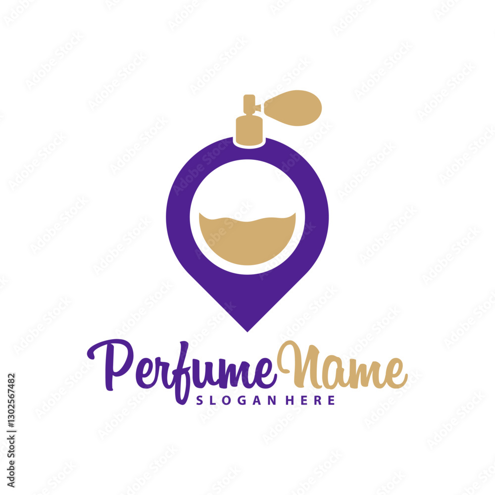 Fototapeta premium Perfume with Point logo design vector illustration. Perfume logo concept template