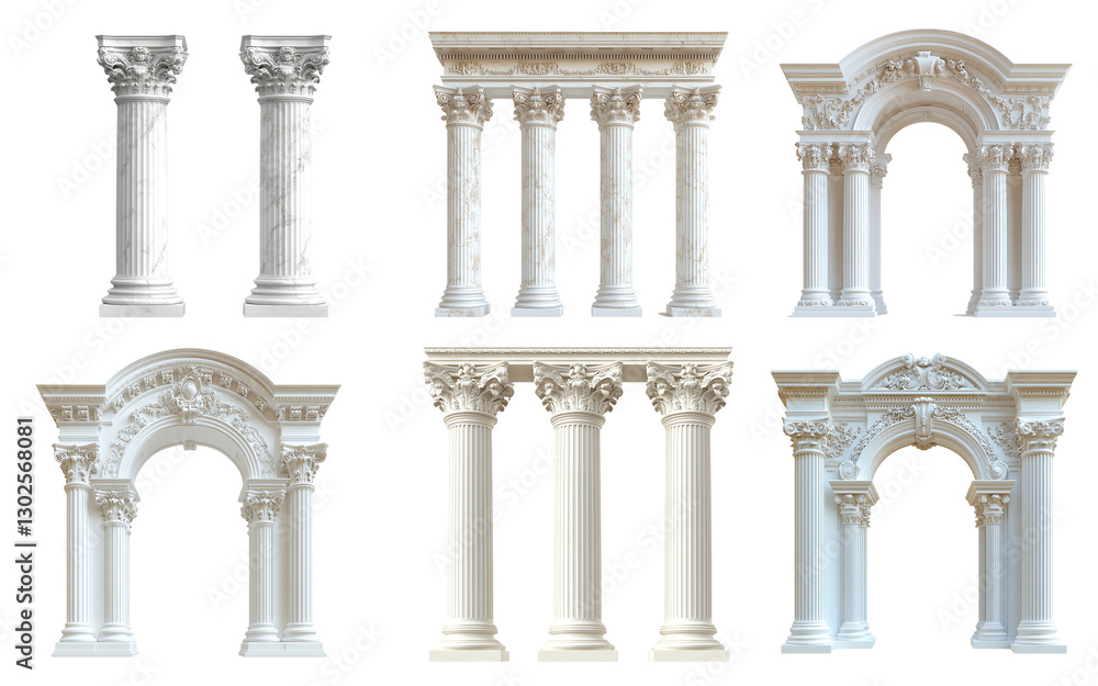 Obraz premium set of Greek style pillars isolated white background