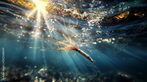 Underwater macro photography of a handtied fly for fishing aquatic environment captivating visuals