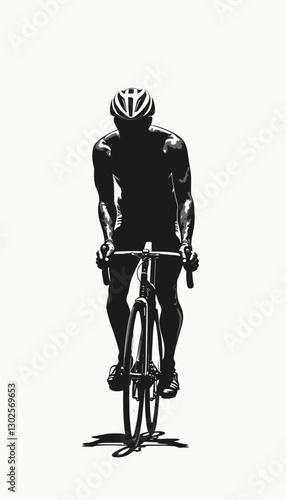 Minimalistic cyclist in motion on a sleek bicycle