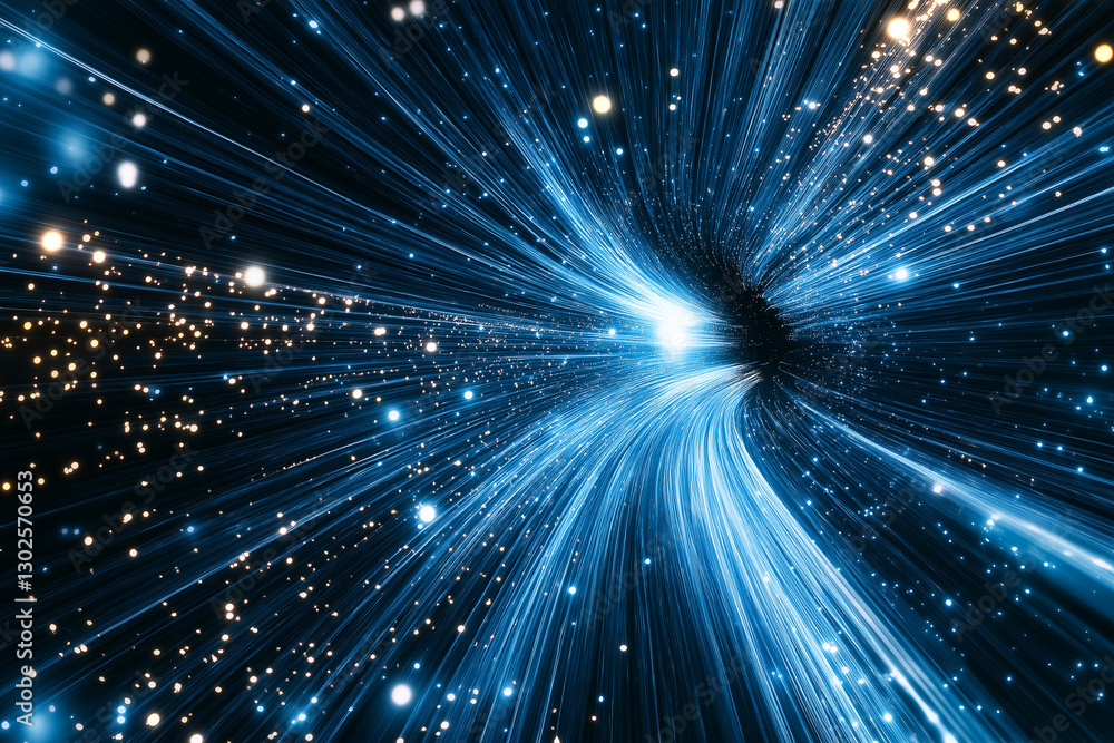 Naklejka premium Brilliant blue energy stream that appears to cascade downward like a waterfall of light.