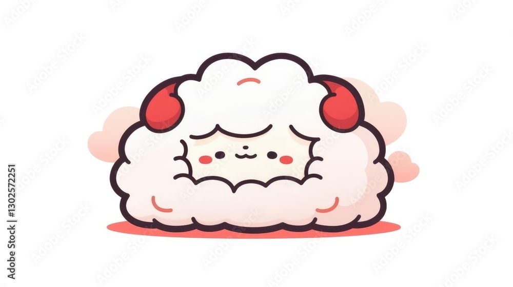 Cute Cartoon Sheep with Fluffy Wool and Adorable Expression Cute Cartoon Sheep with Fluffy Wool and Adorable Expression