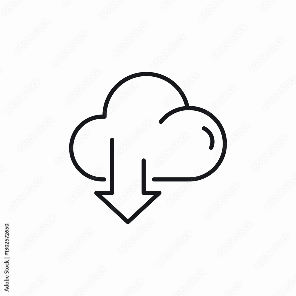 Cloud download storage icon vector sign Cloud download storage icon vector sign