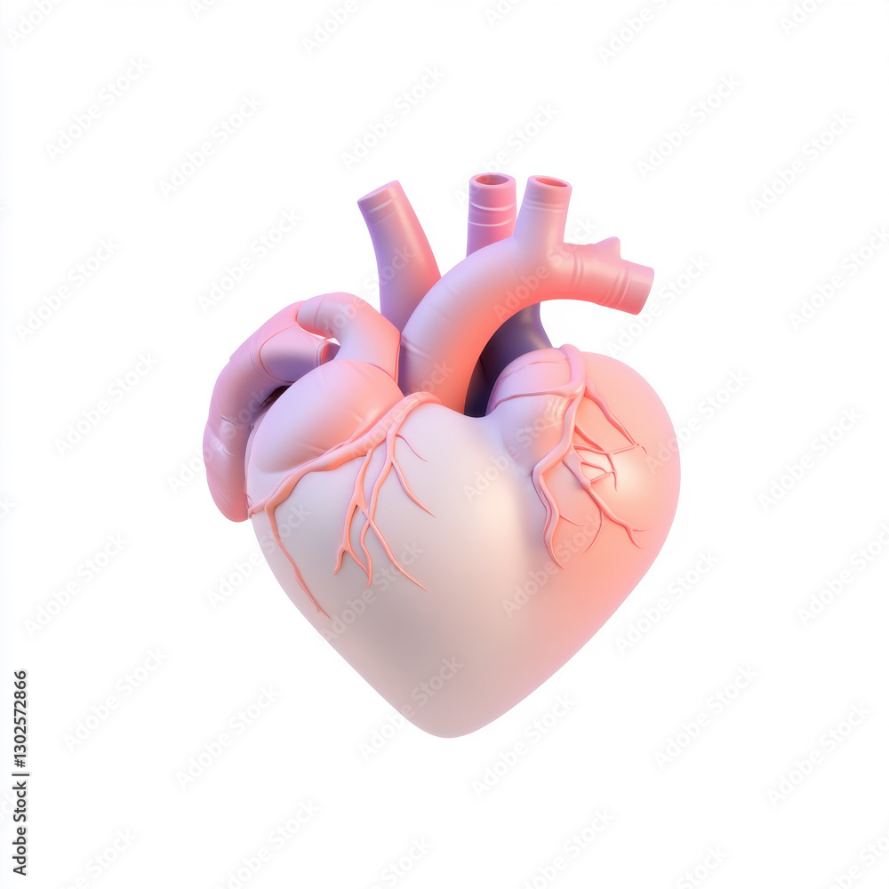 A 3D icon render of a heart isolated on a white background A 3D icon render of a heart isolated on a white background