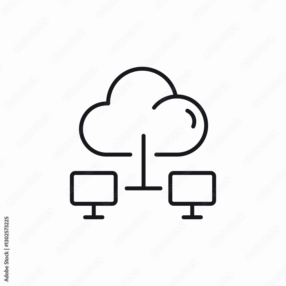 Cloud computing network icon vector sign Cloud computing network icon vector sign