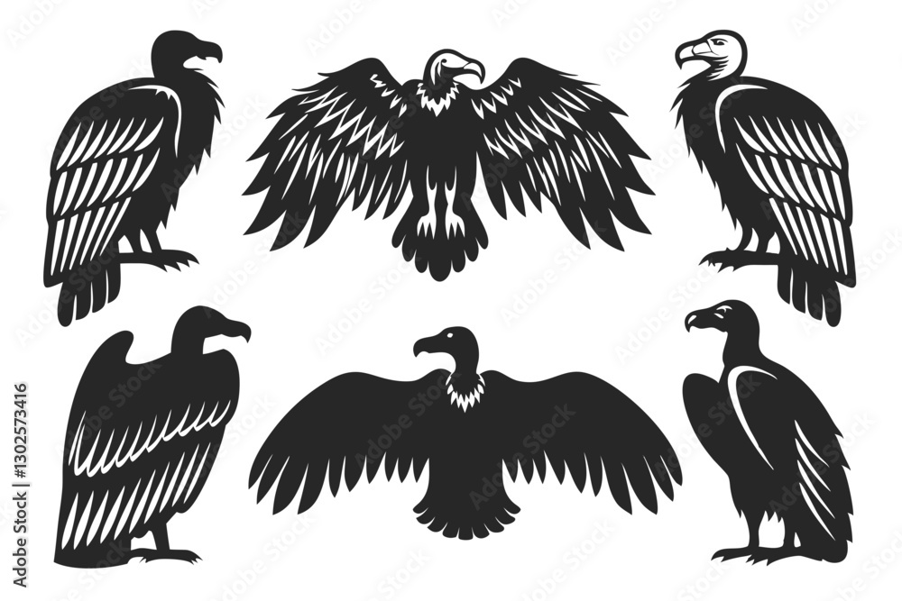 Naklejka premium set of VULTURE Silhouette vector illustration