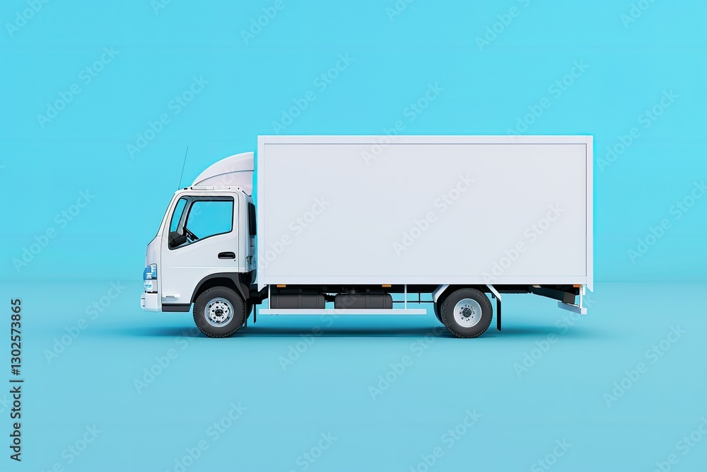 Mock Up of Side View White Truck Isolated on White Background,3D Rendering Mock Up of Side View White Truck Isolated on White Background,3D Rendering