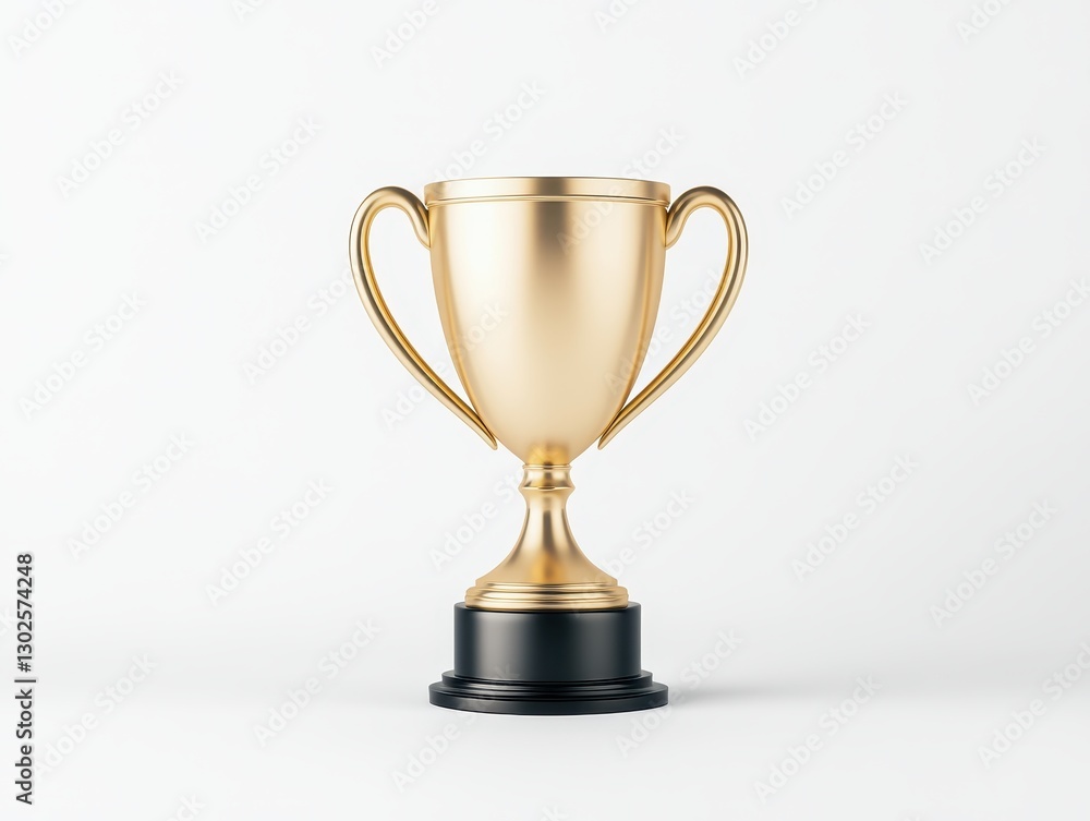 Golden trophy on a black base, symbolizing achievement and success, isolated Golden trophy on a black base, symbolizing achievement and success, isolated