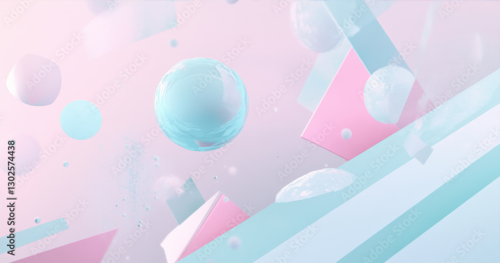A background with pink and blue shapes 3D object A background with pink and blue shapes 3D object