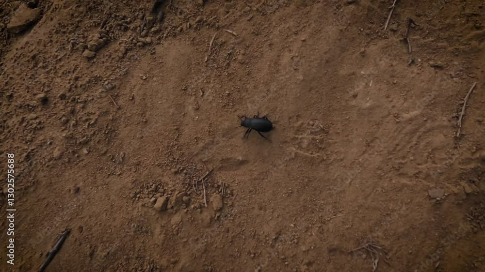 A Beetle Overcomes An Obstacle On A Slope A Beetle Overcomes An Obstacle On A Slope