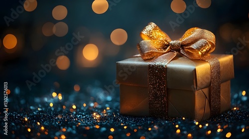 Exquisitely Wrapped Parcel Shimmering with Glowing Traditional Ribbons Conveying Personalized Care and