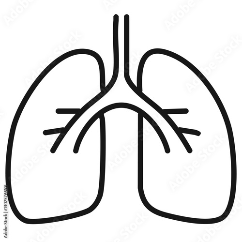 Lungs icon. Outline bronchitis vector symbol for web design isolated on white background