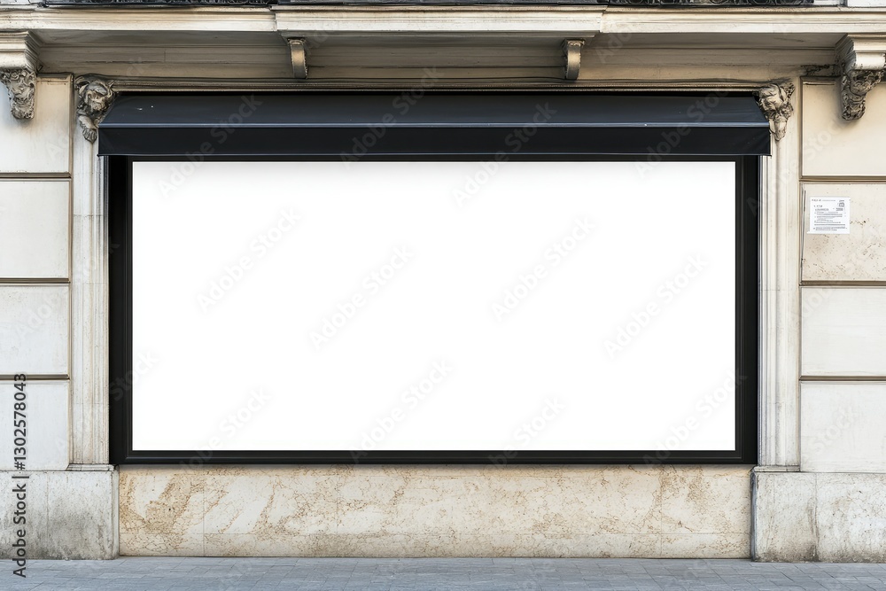 Flawless Image of Horizontal Black Empty Signage on Clothes Shop Front with Copy Space Flawless Image of Horizontal Black Empty Signage on Clothes Shop Front with Copy Space
