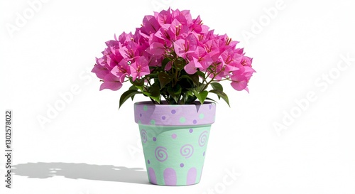 Wallpaper Mural Vibrant Pink Bougainvillea Plant in Decorative Pastel Pot Isolated on White Background Torontodigital.ca
