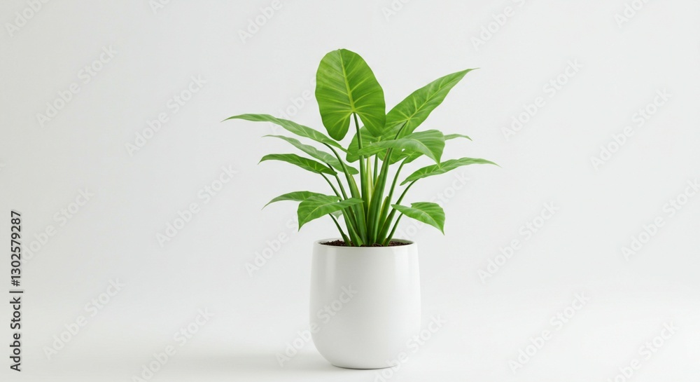 Fototapeta premium Lush Green Philodendron Plant in White Pot Indoor Plant Home Decor