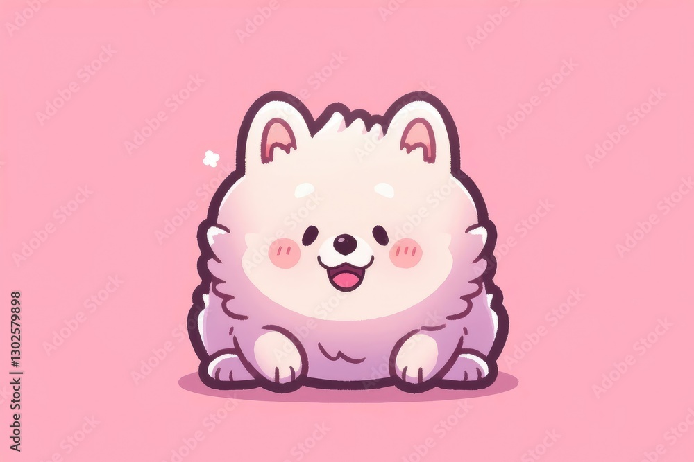 Cute Cartoon Dog Illustration on Pink Background for Adorable Designs Cute Cartoon Dog Illustration on Pink Background for Adorable Designs