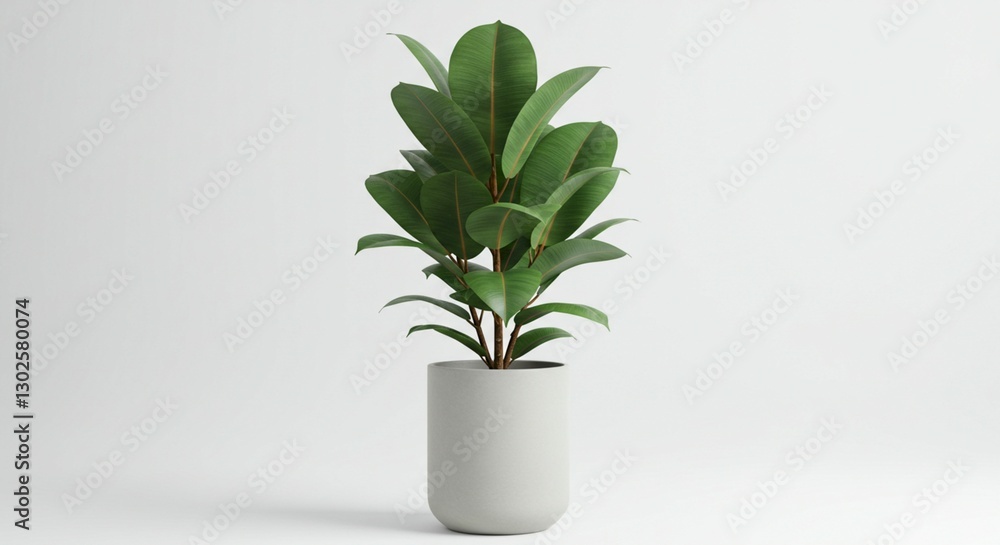 Lush Green Ficus Elastica Plant in Modern Grey Pot Indoor Houseplant Home Decor Lush Green Ficus Elastica Plant in Modern Grey Pot Indoor Houseplant Home Decor