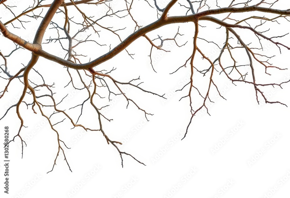 Isolated tree branches against pure white backdrop, showcasing intricate textures and shapes, simple, weathered Isolated tree branches against pure white backdrop, showcasing intricate textures and shapes, simple, weathered