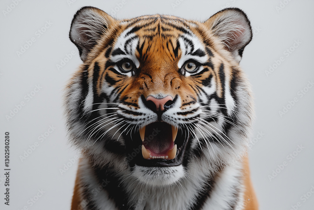 Fototapeta premium Portrait of a bengal tiger isolated on white background