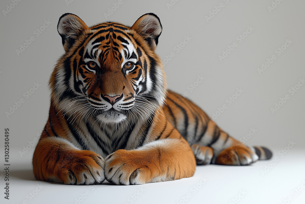 Obraz premium Tiger sitting on white background