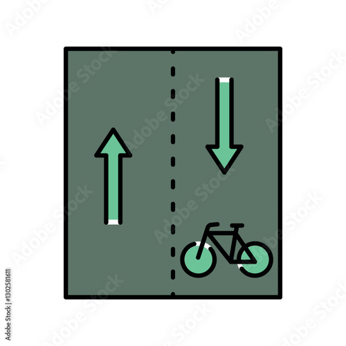 Bike paths color line icon.