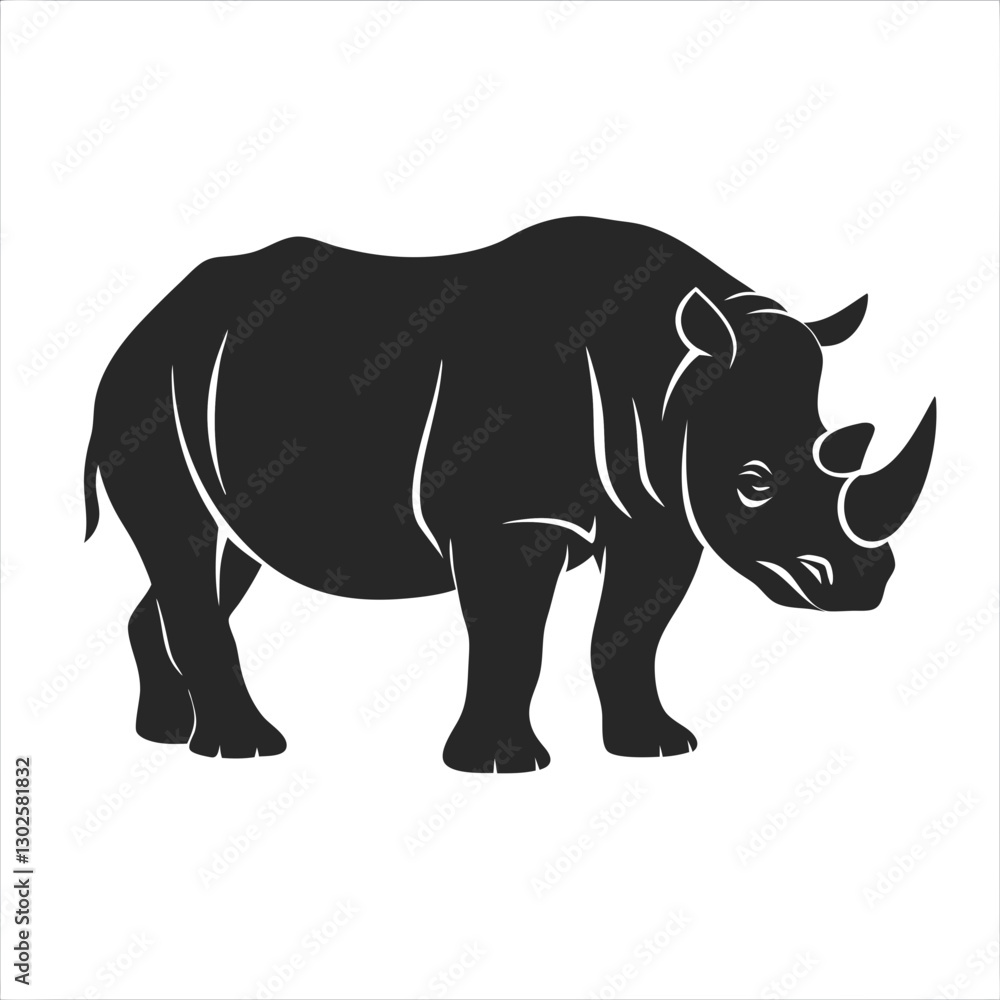 Fototapeta premium Rhino Silhouette vector illustration