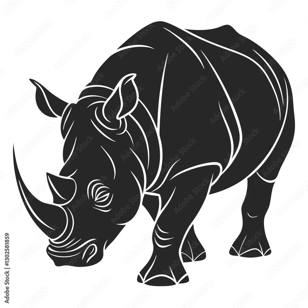 Fototapeta premium Rhino Silhouette vector illustration
