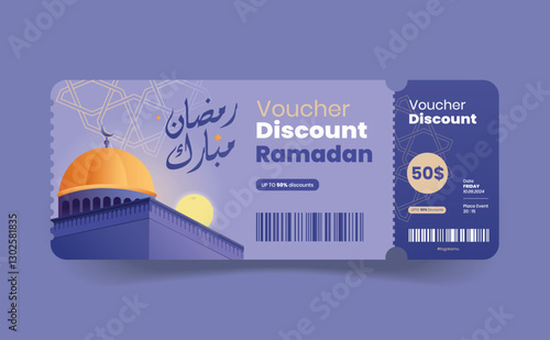 illustration of voucher design coupon promotion ramadan and eid al-fitr. discount voucher, gift voucher, coupon, voucher element template and coupon for graphic design.